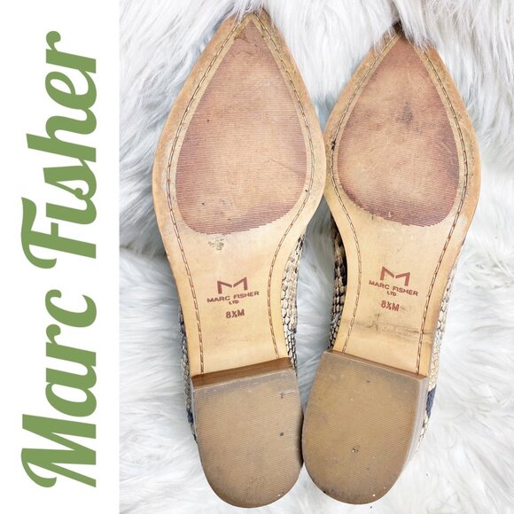 MARC FISHER YALE CHELSEA ANKLE BOOTIES NEUTRAL SNAKE PRINT LEATHER, SIZE 8.5 - Picture 6 of 11